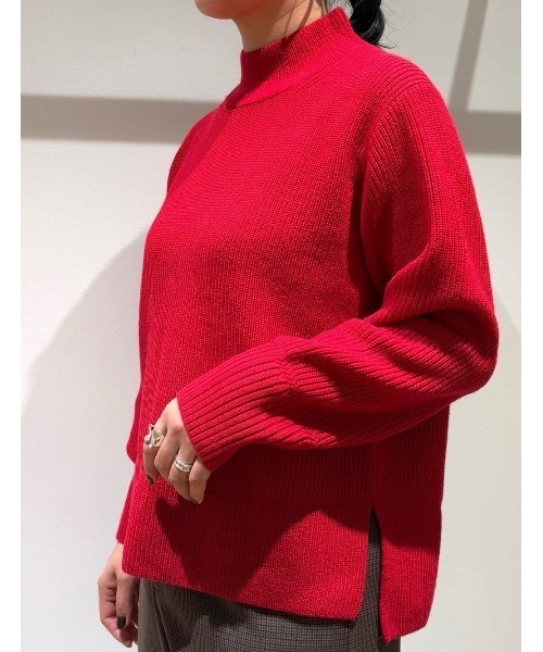 human woman（ヒューマンウーマン）の「◆【ウォッシャブル】ウールハイネック片畦プルオーバー（ニット/セーター・レディース・レッド/ホワイト/ブルー/グレー・MEDIUM）」の6枚目の写真