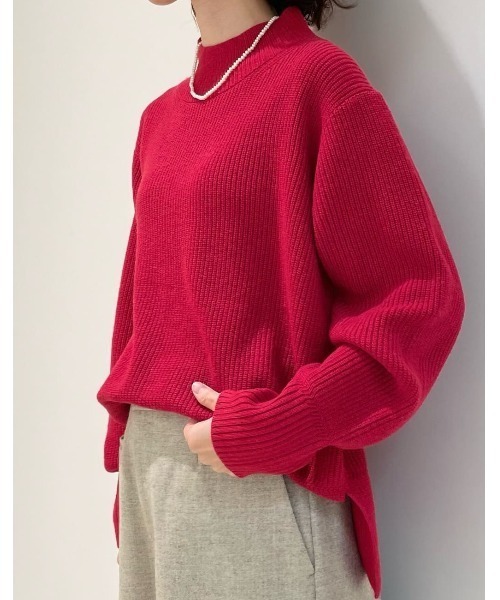 human woman（ヒューマンウーマン）の「◆【ウォッシャブル】ウールハイネック片畦プルオーバー（ニット/セーター・レディース・レッド/ホワイト/ブルー/グレー・MEDIUM）」の8枚目の写真