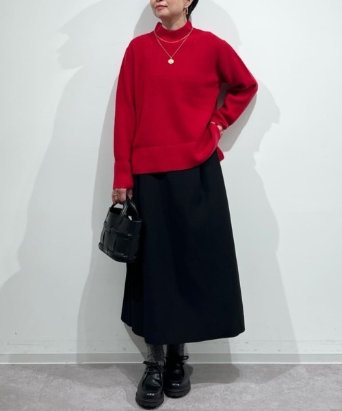 human woman（ヒューマンウーマン）の「◆【ウォッシャブル】ウールハイネック片畦プルオーバー（ニット/セーター・レディース・レッド/ホワイト/ブルー/グレー・MEDIUM）」の14枚目の写真