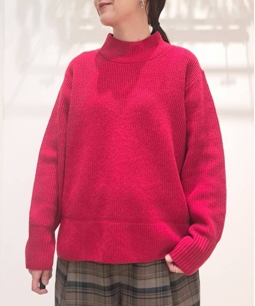 human woman（ヒューマンウーマン）の「◆【ウォッシャブル】ウールハイネック片畦プルオーバー（ニット/セーター・レディース・レッド/ホワイト/ブルー/グレー・MEDIUM）」の12枚目の写真