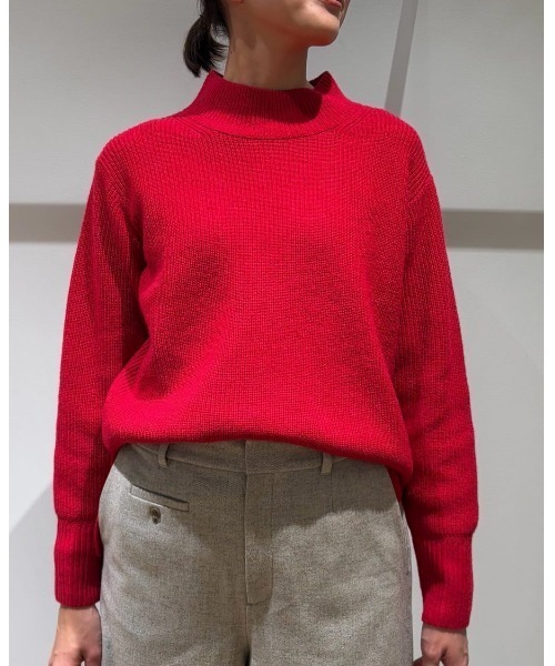 human woman（ヒューマンウーマン）の「◆【ウォッシャブル】ウールハイネック片畦プルオーバー（ニット/セーター・レディース・レッド/ホワイト/ブルー/グレー・MEDIUM）」の9枚目の写真