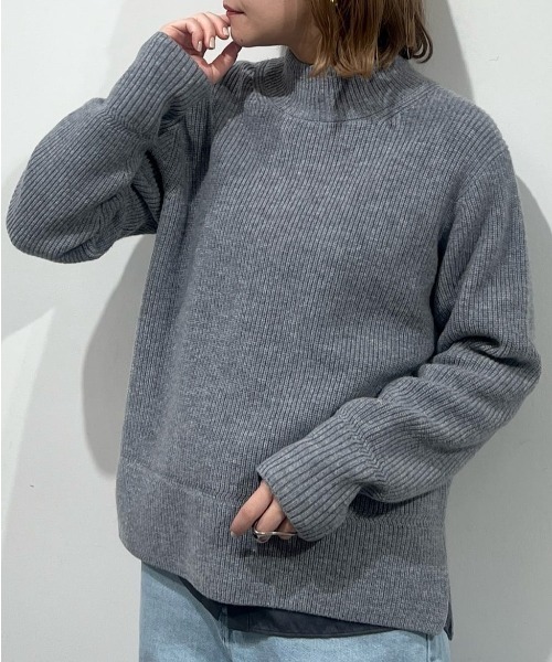 human woman（ヒューマンウーマン）の「◆【ウォッシャブル】ウールハイネック片畦プルオーバー（ニット/セーター・レディース・レッド/ホワイト/ブルー/グレー・MEDIUM）」の17枚目の写真