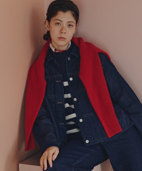 human woman（ヒューマンウーマン）の「◆【ウォッシャブル】ウールハイネック片畦プルオーバー（ニット/セーター・レディース・レッド/ホワイト/ブルー/グレー・MEDIUM）」の7枚目の写真