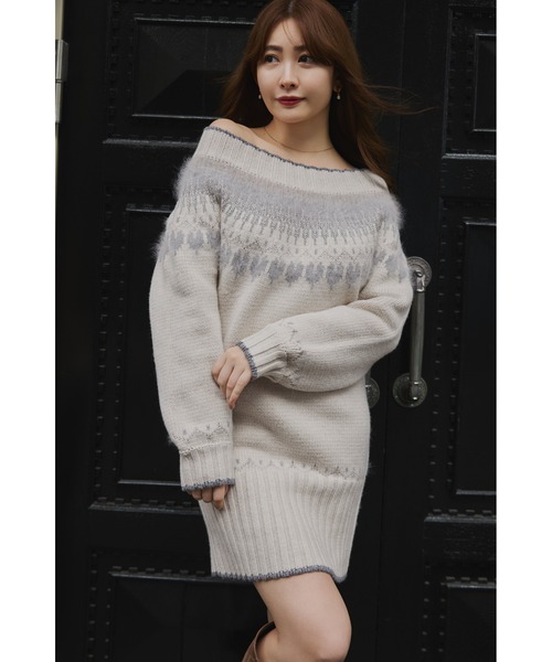 ワンピース Heart Fair Isle Knit Mini Dress herlipto Heart Fair Isle Knit Mini Dress（ワンピース）｜Her lip to（ハー