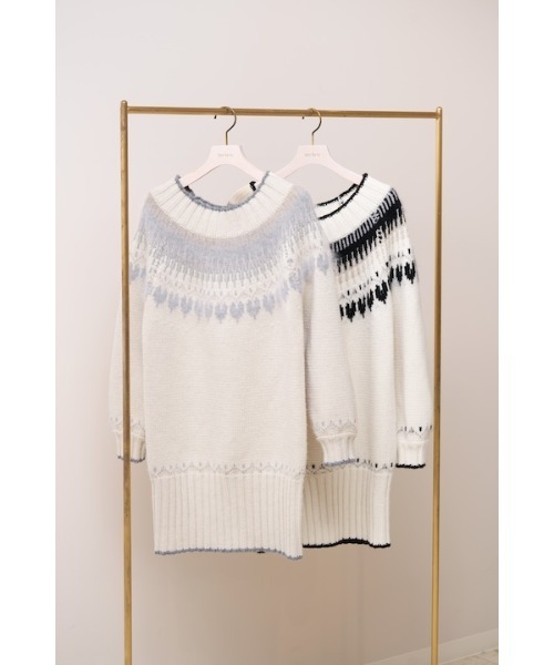 Heart Fair Isle Knit Mini Dress（ワンピース）｜Her lip to（ハー