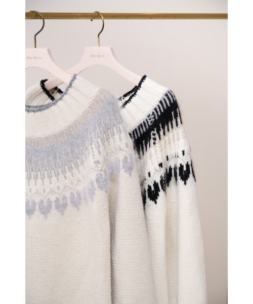 Heart Fair Isle Knit Mini Dress（ワンピース）｜Her lip to（ハー