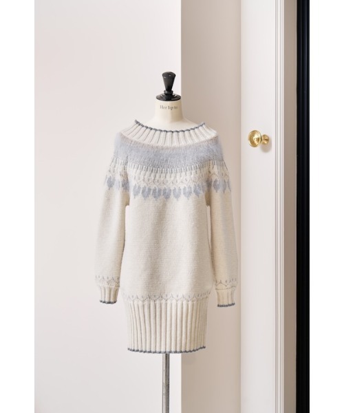 Heart Fair Isle Knit Mini Dress（ワンピース）｜Her lip to（ハー