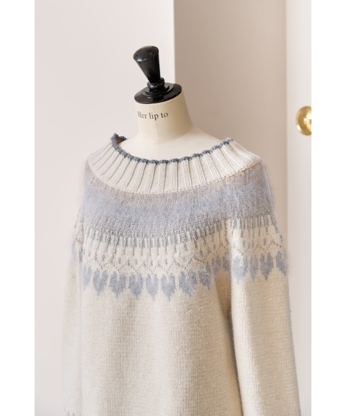 Heart Fair Isle Knit Mini Dress（ワンピース）｜Her lip to（ハー