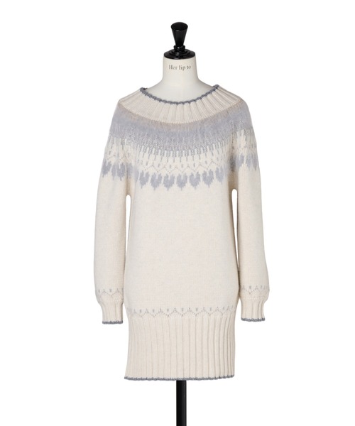 Heart Fair Isle Knit Mini Dress（ワンピース）｜Her lip to（ハー