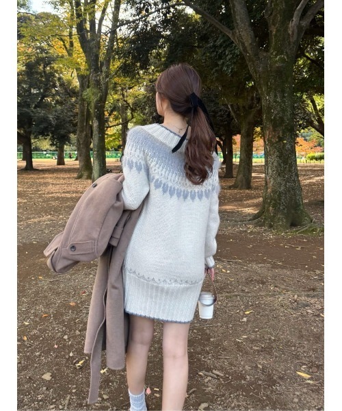 Heart Fair Isle Knit Mini Dress（ワンピース）｜Her lip to（ハー