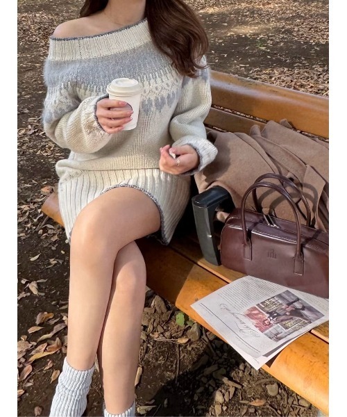 Heart Fair Isle Knit Mini Dress（ワンピース）｜Her lip to（ハー