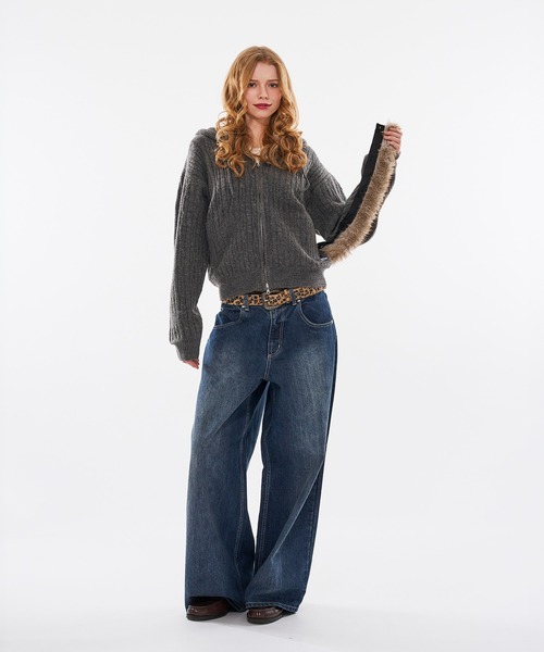 WISH FOR EVER(ウィッシュフォーエバー)の「【 4color / 3size 】REMOVABLE FAUX FUR,FEEL-GOOD CABLE KNIT HOODIE(パーカー・メンズ・グレー/ネイビー/ブラウン/バーガンディー・SMALL/MEDIUM/LARGE)」の22枚目の写真