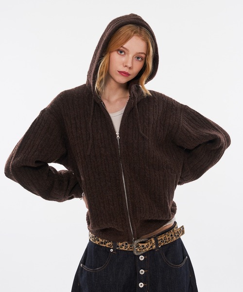 WISH FOR EVER(ウィッシュフォーエバー)の「【 4color / 3size 】REMOVABLE FAUX FUR,FEEL-GOOD CABLE KNIT HOODIE(パーカー・メンズ・グレー/ネイビー/ブラウン/バーガンディー・SMALL/MEDIUM/LARGE)」の16枚目の写真