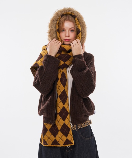 WISH FOR EVER(ウィッシュフォーエバー)の「【 4color / 3size 】REMOVABLE FAUX FUR,FEEL-GOOD CABLE KNIT HOODIE(パーカー・メンズ・グレー/ネイビー/ブラウン/バーガンディー・SMALL/MEDIUM/LARGE)」の9枚目の写真