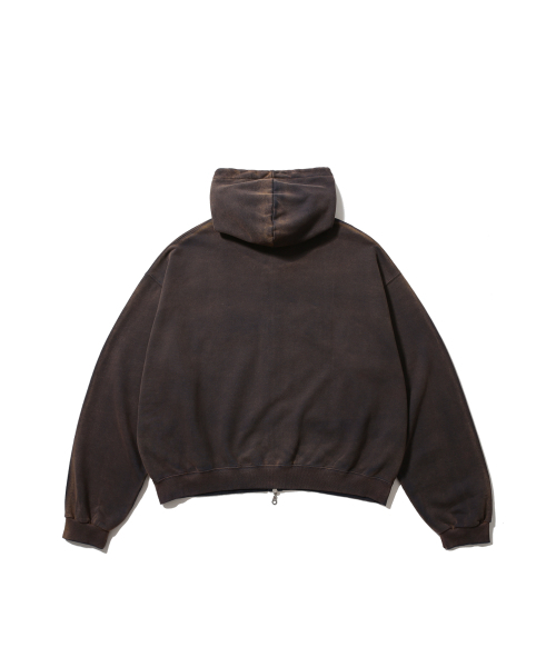 ANGLAN（アングラン）の「アプリケジップアップウォッシュドフードパーカー - ウォッシュドネイビー（パーカー・メンズ・その他・FREE）」の2枚目の写真