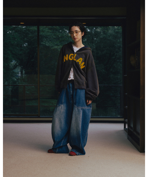 ANGLAN（アングラン）の「アプリケジップアップウォッシュドフードパーカー - ウォッシュドネイビー（パーカー・メンズ・その他・FREE）」の5枚目の写真