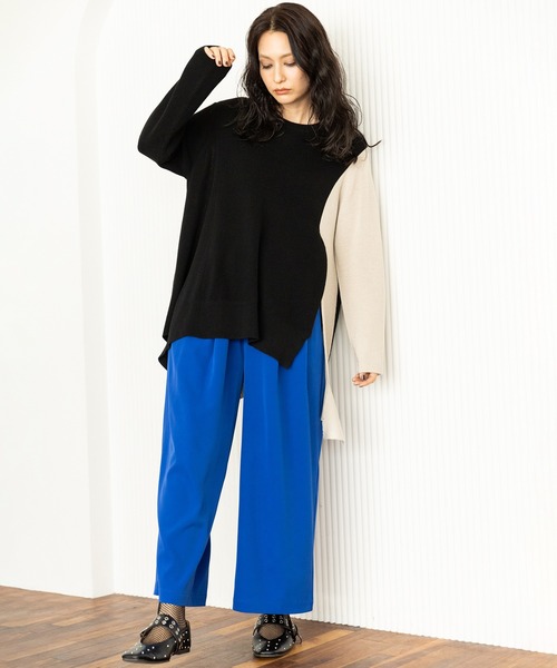 OSMOSIS(オズモーシス)の「イレギュラーヘムロングニットプルオーバー(ニット/セーター・レディース・ブラック/その他/レッド・ONE SIZE)」の4枚目の写真