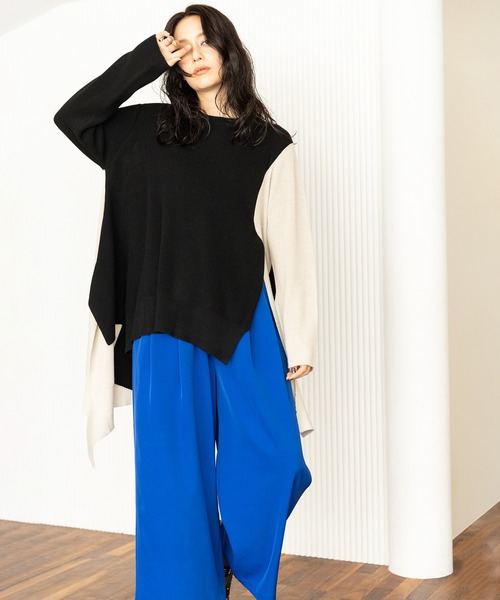 OSMOSIS(オズモーシス)の「イレギュラーヘムロングニットプルオーバー(ニット/セーター・レディース・ブラック/その他/レッド・ONE SIZE)」の8枚目の写真