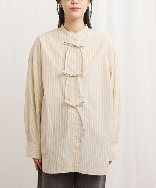 fig London(フィグロンドン)の「ribbon long shirt(シャツ/ブラウス・レディース・ホワイト/ベージュ/グリーン・FREE)」の15枚目の写真