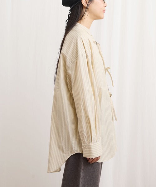 fig London(フィグロンドン)の「ribbon long shirt(シャツ/ブラウス・レディース・ホワイト/ベージュ/グリーン・FREE)」の14枚目の写真