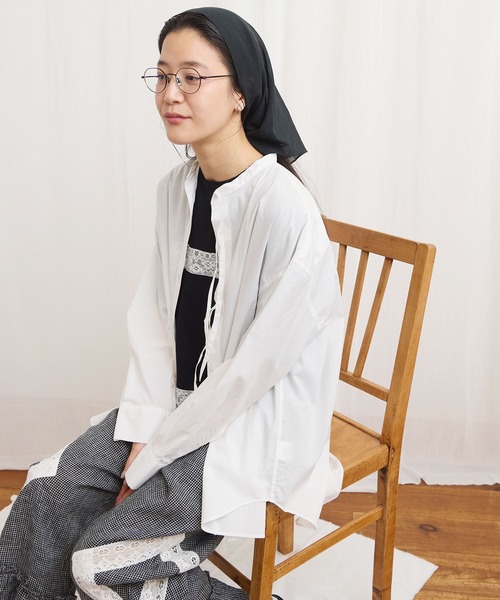 fig London(フィグロンドン)の「ribbon long shirt(シャツ/ブラウス・レディース・ホワイト/ベージュ/グリーン・FREE)」の20枚目の写真