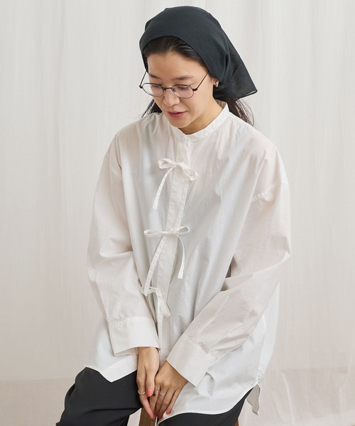 fig London(フィグロンドン)の「ribbon long shirt(シャツ/ブラウス・レディース・ホワイト/ベージュ/グリーン・FREE)」の19枚目の写真