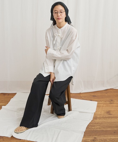 fig London(フィグロンドン)の「ribbon long shirt(シャツ/ブラウス・レディース・ホワイト/ベージュ/グリーン・FREE)」の17枚目の写真