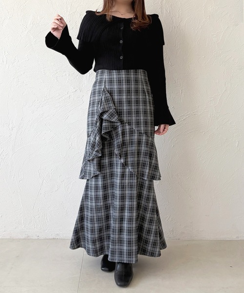 apres jour（アプレジュール）の「アシメティアードフリルマーメイドスカート（スカート・レディース・ブラック/その他/ブラック系その他/グレー・X-LARGE/フリー）」の2枚目の写真