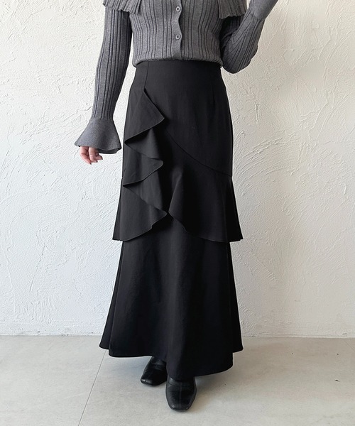 apres jour（アプレジュール）の「アシメティアードフリルマーメイドスカート（スカート・レディース・ブラック/その他/ブラック系その他/グレー・X-LARGE/フリー）」の5枚目の写真