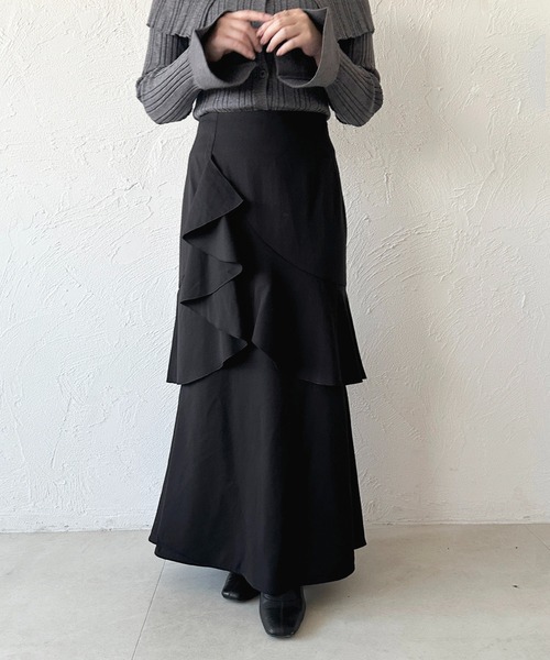 apres jour（アプレジュール）の「アシメティアードフリルマーメイドスカート（スカート・レディース・ブラック/その他/ブラック系その他/グレー・X-LARGE/フリー）」の6枚目の写真