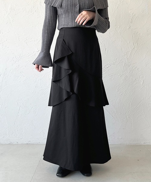 apres jour（アプレジュール）の「アシメティアードフリルマーメイドスカート（スカート・レディース・ブラック/その他/ブラック系その他/グレー・X-LARGE/フリー）」の7枚目の写真
