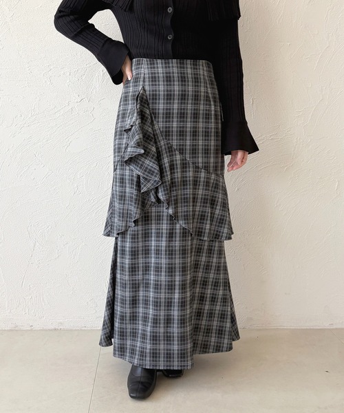 apres jour（アプレジュール）の「アシメティアードフリルマーメイドスカート（スカート・レディース・ブラック/その他/ブラック系その他/グレー・X-LARGE/フリー）」の16枚目の写真