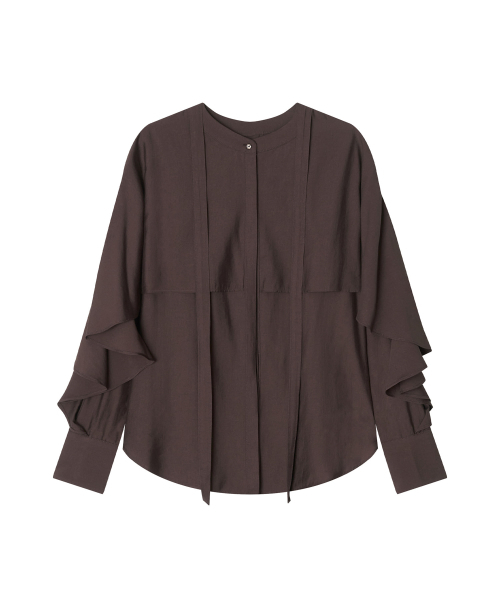MAYVERU（メイバーユー）の「Nadi Cape Blouse _ Brown（シャツ/ブラウス・レディース・その他・FREE）」の4枚目の写真