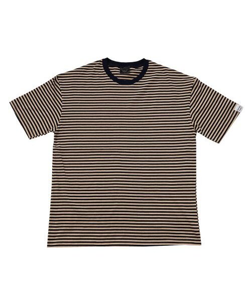 APOSTROPHE COMMA(アポストロフィコンマ)の「スリーブポイントストライプ半袖Tシャツ(ネイビー)(Tシャツ/カットソー・メンズ・ネイビー・LARGE/MEDIUM)」の5枚目の写真
