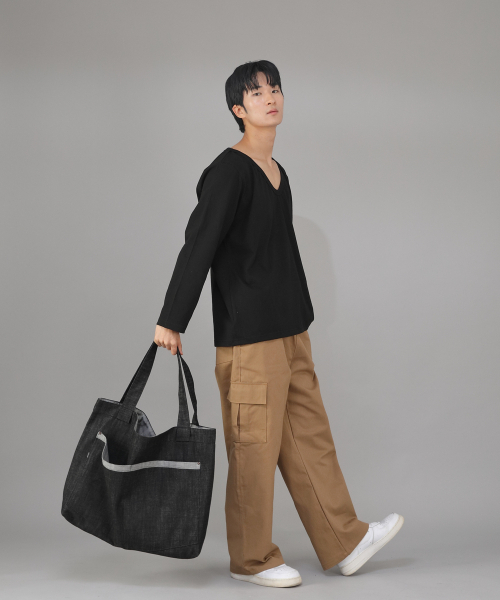 SAINTCREW(セントクルー)の「メガビッグサイズペンタゴンエコバッグ MBE-141 デニムブラック BKS(エコバッグ/サブバッグ・メンズ・その他・フリー)」の6枚目の写真