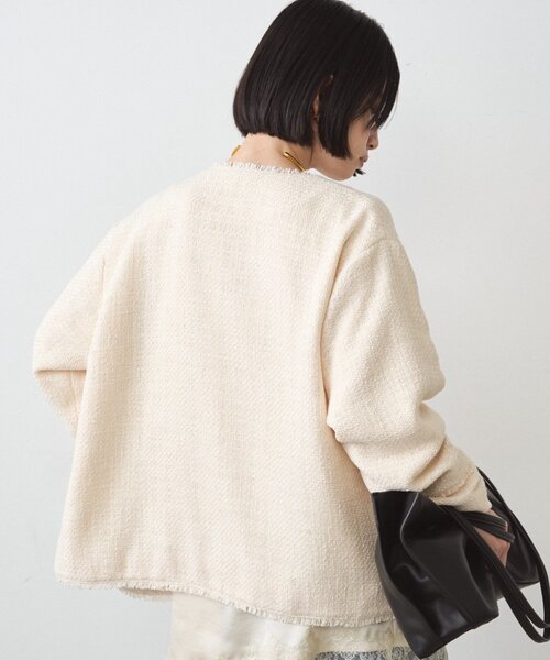 LOUNGEDRESS(ラウンジドレス)の「ファンシーツイードジャケット(ノーカラージャケット・レディース・オフホワイト/ネイビー/ブラック・FREE)」の15枚目の写真