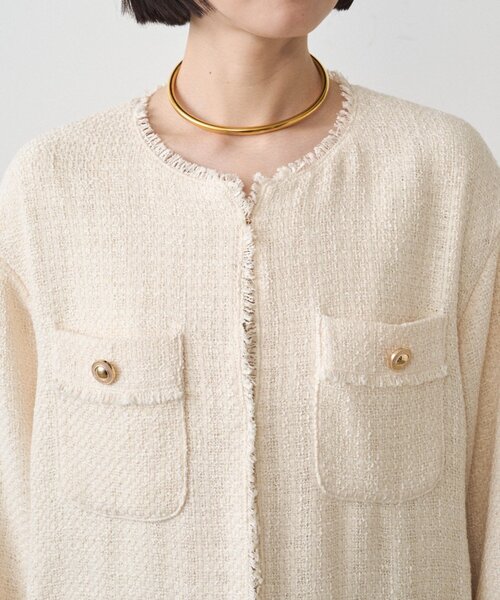 LOUNGEDRESS(ラウンジドレス)の「ファンシーツイードジャケット(ノーカラージャケット・レディース・オフホワイト/ネイビー/ブラック・FREE)」の19枚目の写真