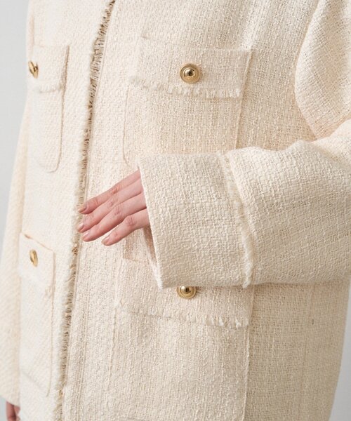 LOUNGEDRESS(ラウンジドレス)の「ファンシーツイードジャケット(ノーカラージャケット・レディース・オフホワイト/ネイビー/ブラック・FREE)」の20枚目の写真