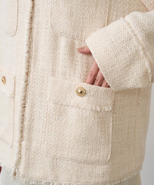 LOUNGEDRESS(ラウンジドレス)の「ファンシーツイードジャケット(ノーカラージャケット・レディース・オフホワイト/ネイビー/ブラック・FREE)」の21枚目の写真