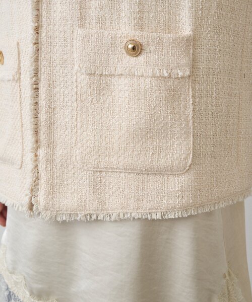 LOUNGEDRESS(ラウンジドレス)の「ファンシーツイードジャケット(ノーカラージャケット・レディース・オフホワイト/ネイビー/ブラック・FREE)」の22枚目の写真
