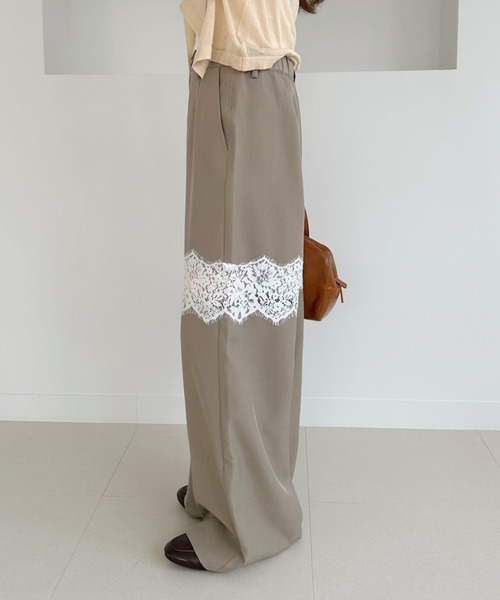 Ada.(エイダ)の「レース 切替 ストレートスラックス(その他パンツ・レディース・ブラック/ベージュ/チャコール・FREE)」の10枚目の写真
