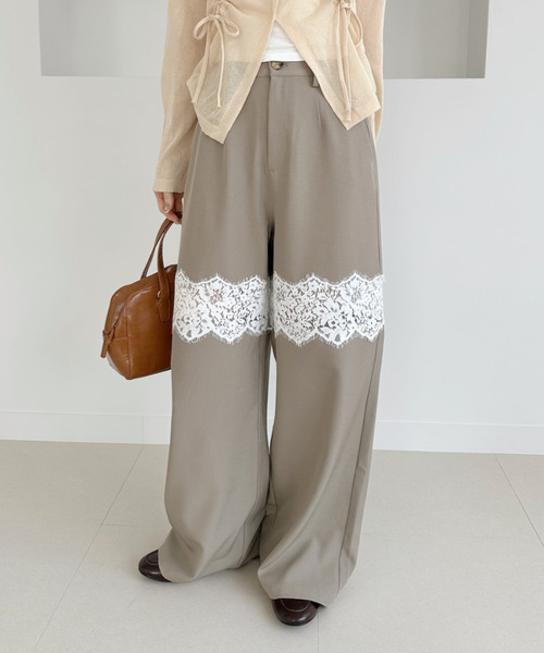 Ada.(エイダ)の「レース 切替 ストレートスラックス(その他パンツ・レディース・ブラック/ベージュ/チャコール・FREE)」の8枚目の写真