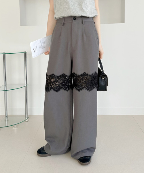 Ada.(エイダ)の「レース 切替 ストレートスラックス(その他パンツ・レディース・ブラック/ベージュ/チャコール・FREE)」の11枚目の写真