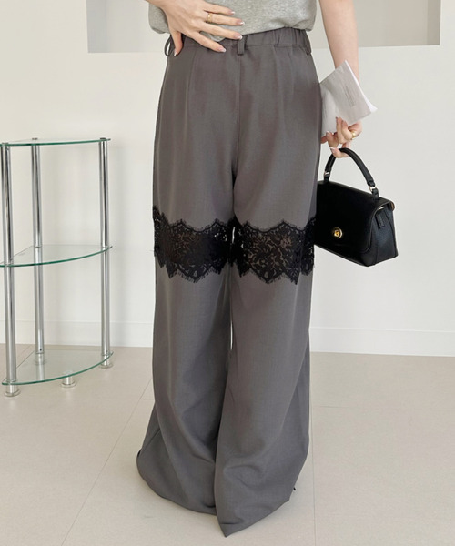Ada.(エイダ)の「レース 切替 ストレートスラックス(その他パンツ・レディース・ブラック/ベージュ/チャコール・FREE)」の12枚目の写真