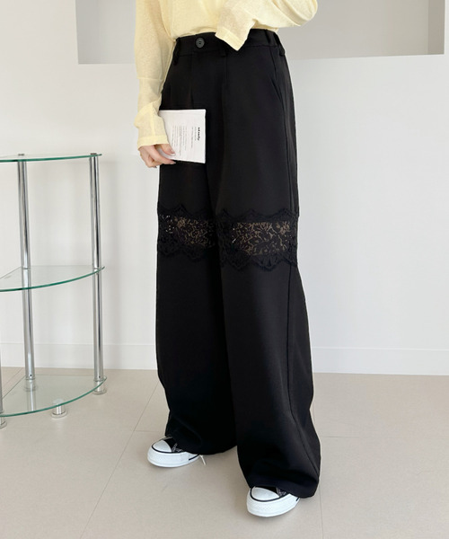 Ada.(エイダ)の「レース 切替 ストレートスラックス(その他パンツ・レディース・ブラック/ベージュ/チャコール・FREE)」の5枚目の写真