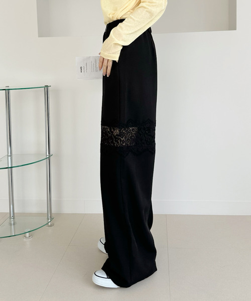 Ada.(エイダ)の「レース 切替 ストレートスラックス(その他パンツ・レディース・ブラック/ベージュ/チャコール・FREE)」の6枚目の写真