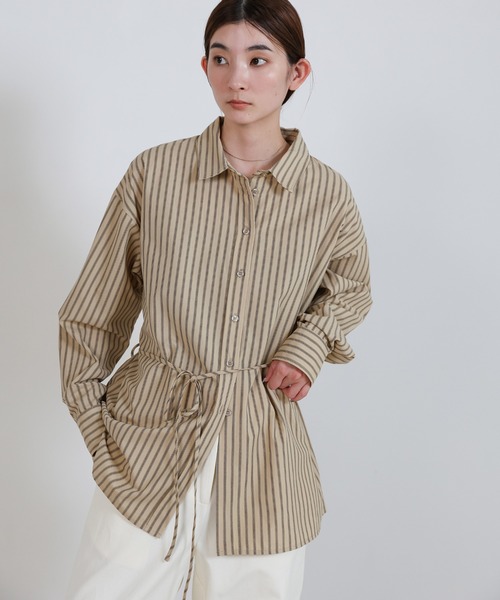 セール】バックレースアップストライプシャツ（シャツ/ブラウス