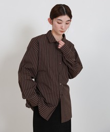 バックレースアップストライプシャツ