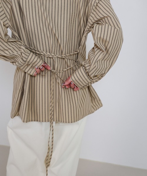 セール】バックレースアップストライプシャツ（シャツ/ブラウス