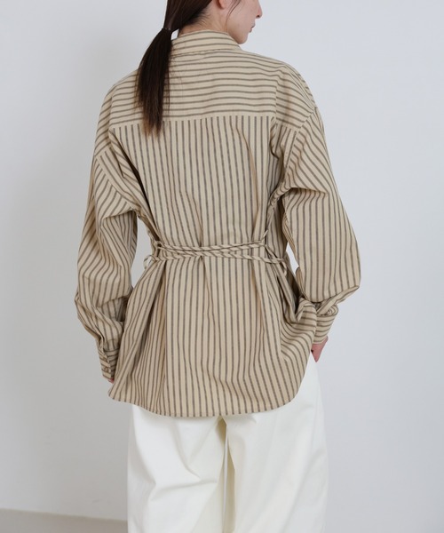 セール】バックレースアップストライプシャツ（シャツ/ブラウス